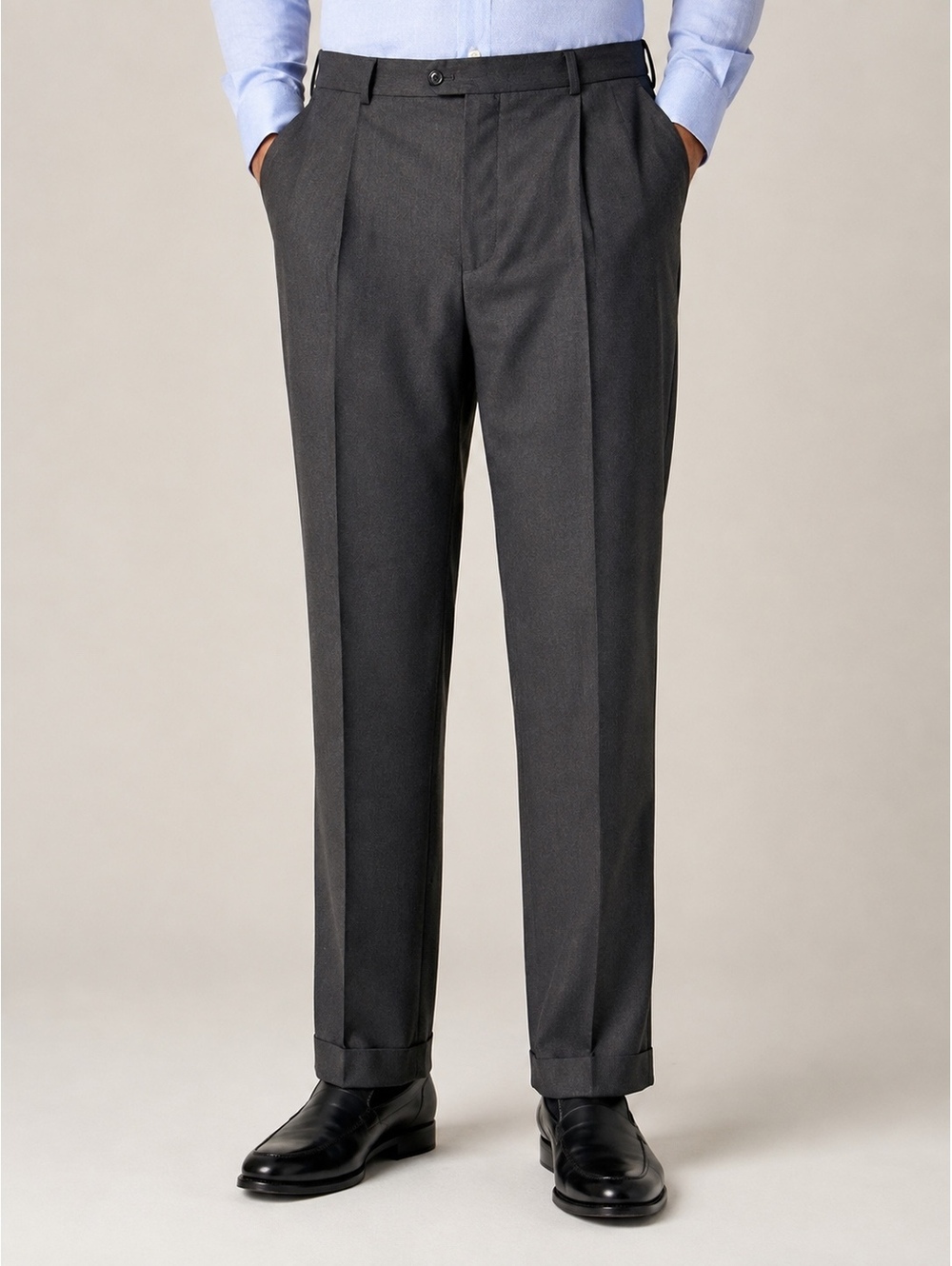 Joseph & Feiss Menβs 38x34 Gray Wool Blend Pleated Dress Pants Classic Fit